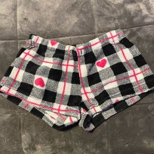 Pink hearts and black and white lines PJ shorts